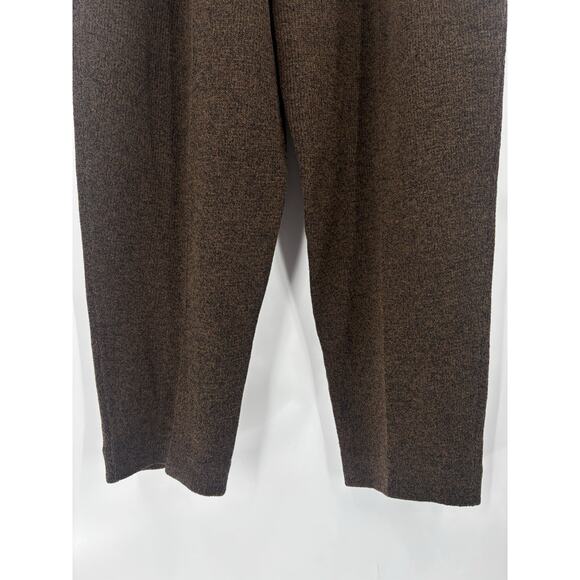 Helen HSU Vintage Pants Womens Large Brown Knit Pleated Pockets 80s 90s Straight - Picture 7 of 14
